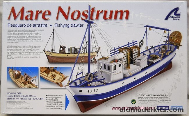 Artesania Latina 1/35 Mare Nostrum Fishing Trawler, 20100 plastic model kit